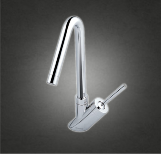 Chrome one-handle high arc pullout kitchen faucet